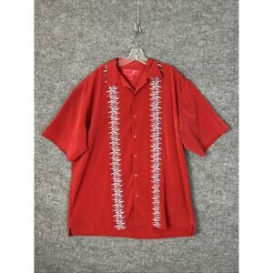 Vintage Old College Inn Womens Button Up Shirt Size XL Red Tribal Print Y2K